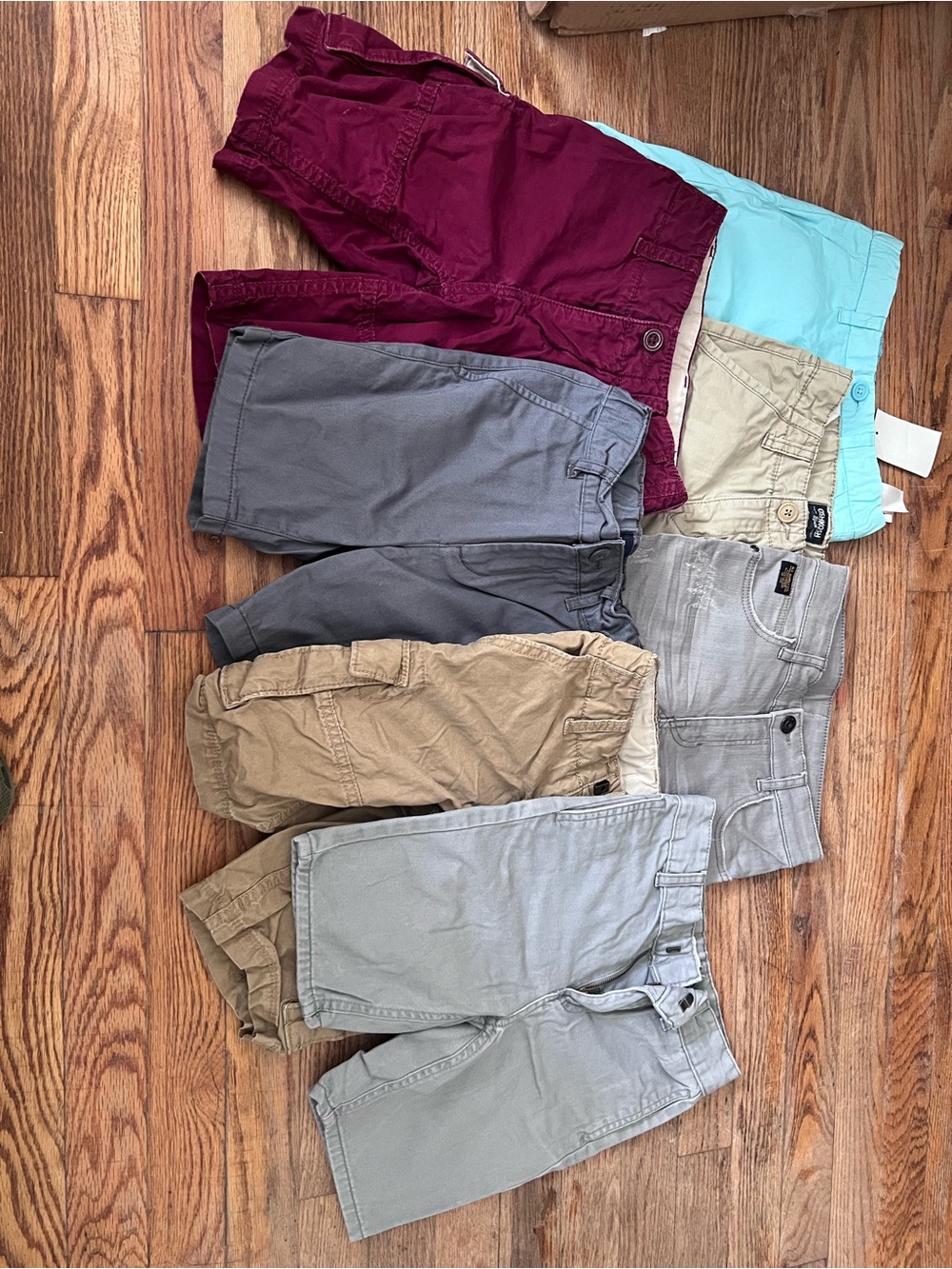 Kids Cotton Chino Shorts - Burgundy, Gray, Tan, Light Blue